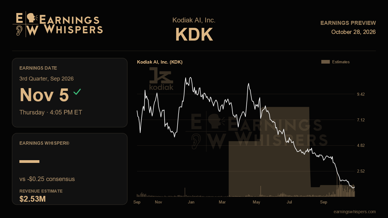 Kodiak AI, Inc. (KDK) earnings preview card
